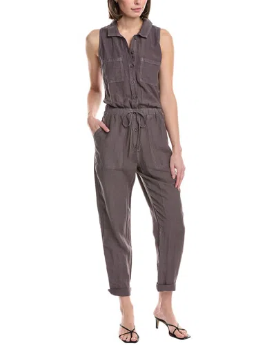 Bella Dahl Sunday-pocket Linen-blend Jumpsuit In Grey