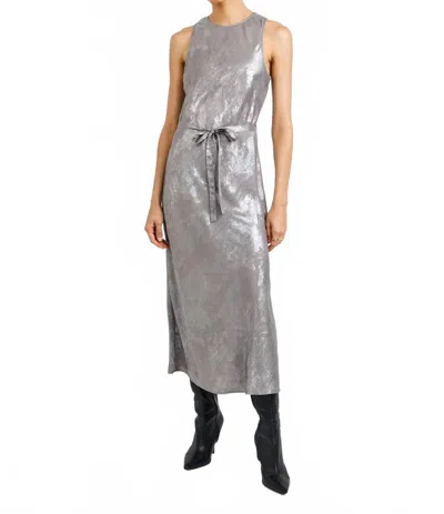 Bella Dahl Tank Midi Slip Dress In Silver Distress Foil In Gray