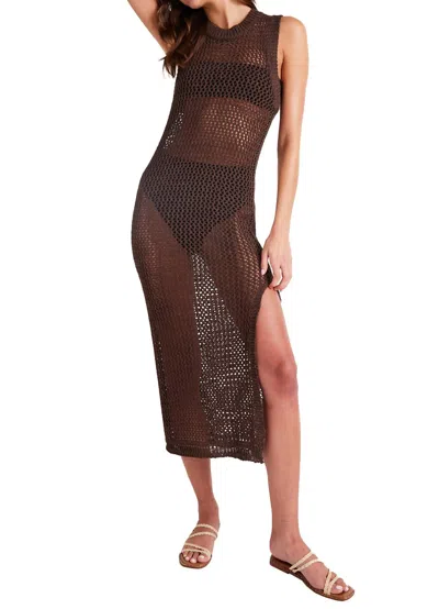 Bella Dahl Open Stitch Sleeveless Cover-up Sweater Dress In Cocoa Cobana