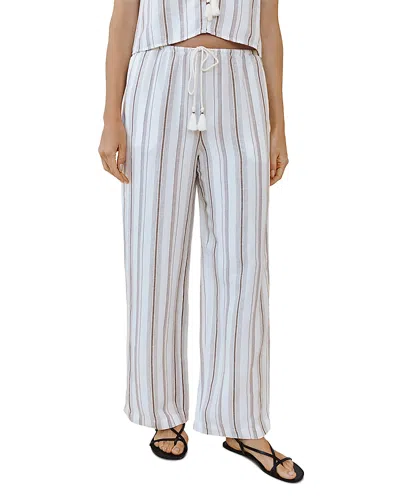 Bella Dahl Beach Stripe Linen Blend Drawstring Pants In Multi