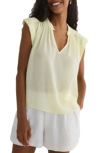 Bella Dahl Texture Cap Sleeve Top In Capri Lemon