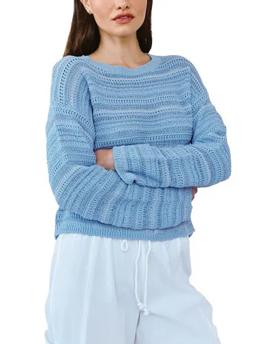 Bella Dahl Textured Crew Neck Sweater In Sea Breeze Blue