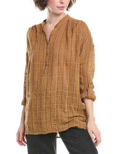 Bella Dahl Textured Gauze Shirt In Brown