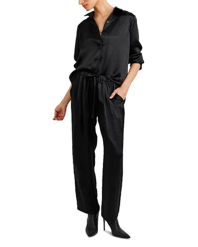 Bella Dahl Textured Pull On Pants In Black