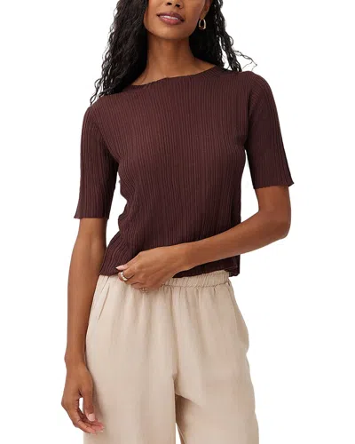 Bella Dahl Textured Ribbed Cashmere-blend Top In Brown