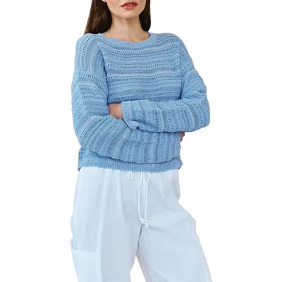 Bella Dahl Textured Stripe Crewneck Sweater In Blue