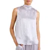 Bella Dahl Tie Back Sleeveless Satin Top In White