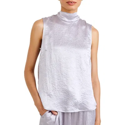 Bella Dahl Tie Back Sleeveless Satin Top In White