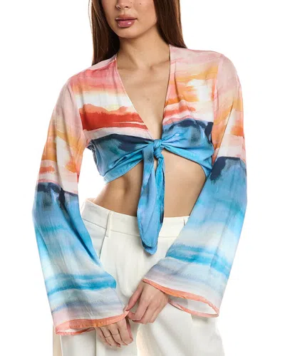BELLA DAHL TIE-FRONT FLARE SLEEVE BLOUSE