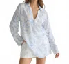 Bella Dahl Tie Front Tunic In Wave Floral Print In Blue