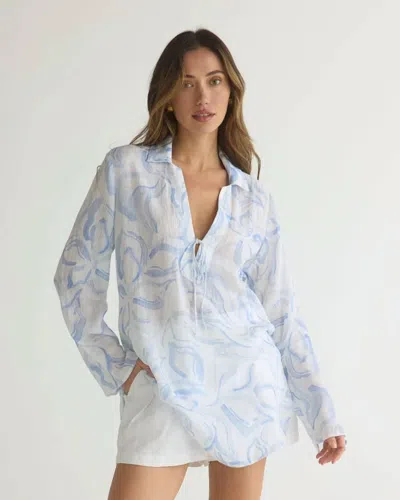 Bella Dahl Tie Front Tunic In Waves Floral Print In Multi