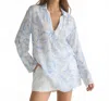 Bella Dahl Tie Front Tunic In Wave Floral Print In White