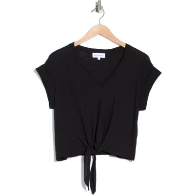 Bella Dahl Tie Front V-neck T-shirt In Black