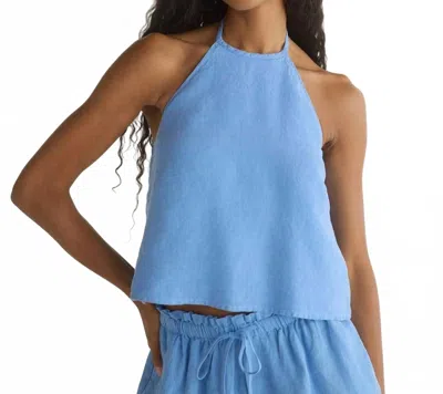 Bella Dahl Tie Neck Halter Top In Riviera Blue