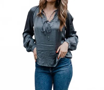 Bella Dahl Tie Neck Long Sleeve Blouse In Glacier In Yellow