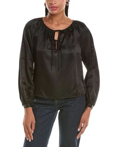 Bella Dahl Tie Neck Raglan Top In Black