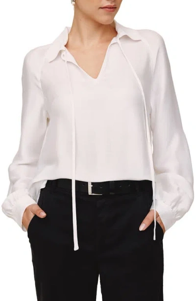 Bella Dahl Tie Neck Raglan Top In White