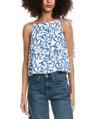 Bella Dahl Tie Shoulder Linen-blend Tank In Blue