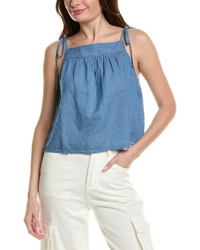Bella Dahl Tie Shoulder Linen-blend Tank In Blue