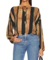 BELLA DAHL TIE UP PULLOVER TOP IN GOLDEN STRIPES