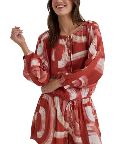 Bella Dahl Tie Up Pullover Top In Red