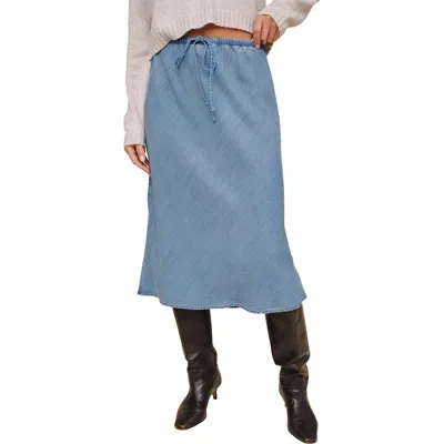 Bella Dahl Tie Waist Denim Bias Midi Skirt In Blue