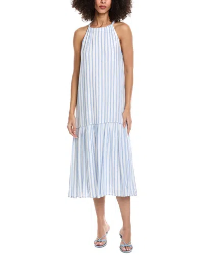 Bella Dahl Tiered Contrast Linen-blend Maxi Dress In Blue
