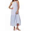 Bella Dahl Tiered Contrast Halter Maxi Dress In Blue Sky Stripe In Blue
