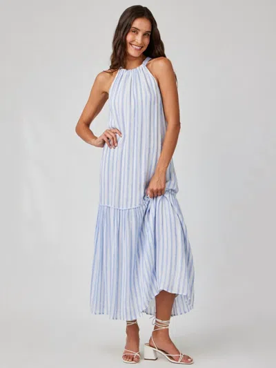 Bella Dahl Tiered Contrast Maxi Dress In Blue Sky Stripe