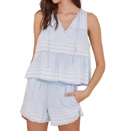 Bella Dahl Tiered Tie Neck Tank Top In Amalfi Stripe In Blue