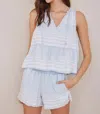 Bella Dahl Tiered Tie Neck Tank Top In Amalfi Stripe In Multi