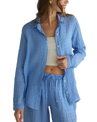 Bella Dahl Tonal Check Seersucker Shirt In Blue