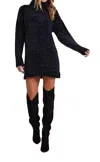 Bella Dahl Turtleneck Chenille Sweater Mini Dress In Black In Black