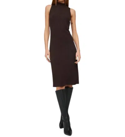 Bella Dahl Turtleneck Sleeveless Dress In Espresso