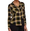 BELLA DAHL TWO POCKET BUTTON DOWN SHIRT IN GREEN AND BLACK PLAID