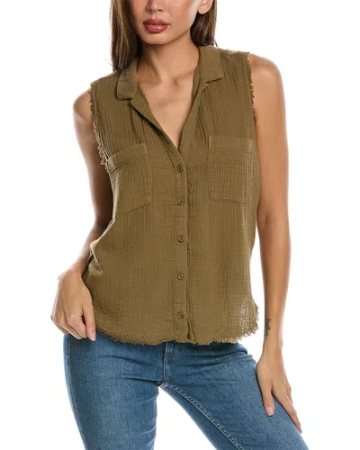 Bella Dahl Two Pocket Capri Button Down In Green