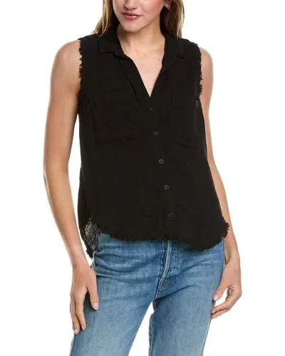 Bella Dahl Two Pocket Capri Button Down Top In Black In Blue