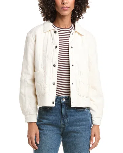 Bella Dahl Two Pocket Cropped Quilted Jacket In White