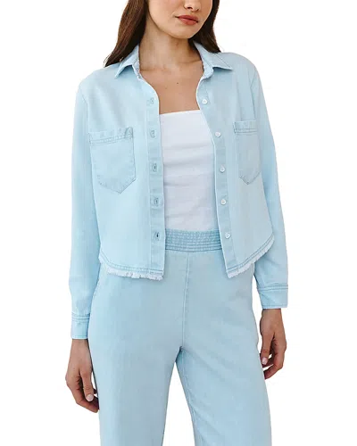 Bella Dahl Frayed Hem Chambray Button-up Shirt In Blue