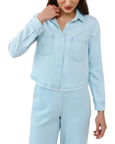 Bella Dahl Two Pocket Fray Hem Shirt In Blue