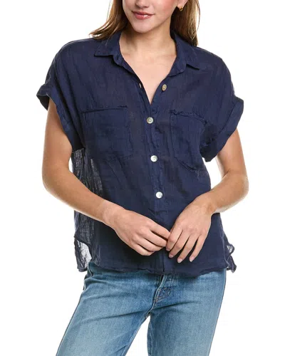 Bella Dahl Two Pocket Linen Shirt In Blue