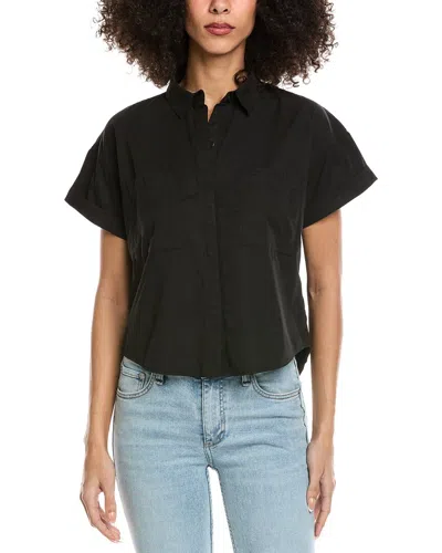 Bella Dahl Two Pocket Short Sleeve Shirt In Black