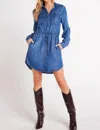 Bella Dahl Utility Long Sleeve Drawstring Waist Shirtdress In Multi