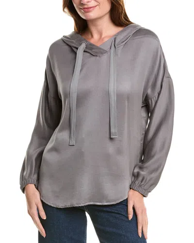 Bella Dahl V-neck Hoodie In Grey