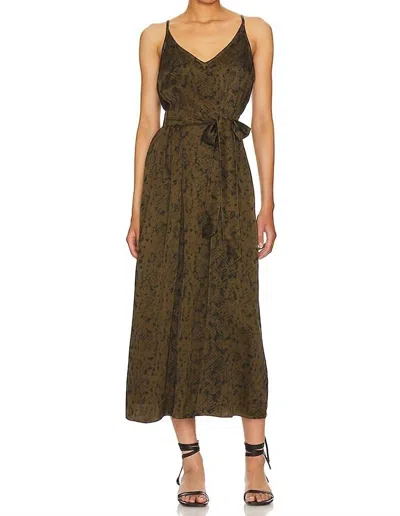 Bella Dahl V-neck Midi Dress In Olive Snake