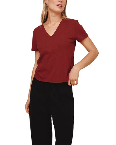 Bella Dahl V Neck Short Sleeve Tee In Red