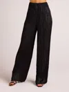 Bella Dahl Variegated Pleat Wide Leg Satin Pants In Black