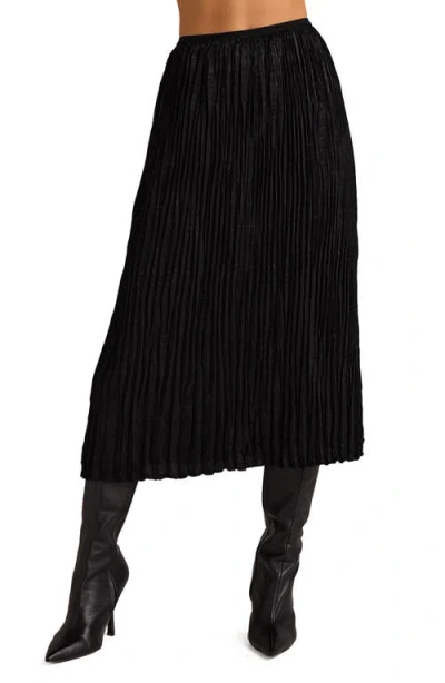 Bella Dahl Variegated Pleat Midi Skirt In Black
