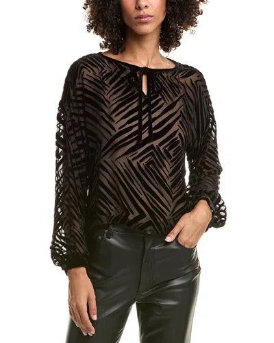 Bella Dahl Velvet Burnout Silk-blend Blouse In Multi