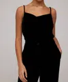 BELLA DAHL VELVET COWL NECK CAMISOLE IN BLACK